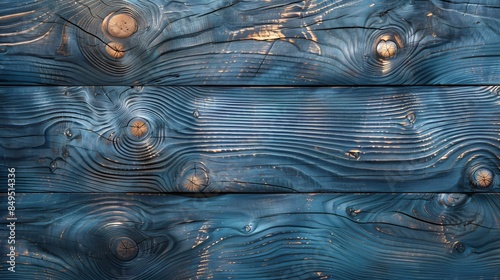Detailed view of wood wall painted blue
