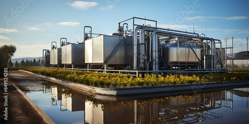 Advanced Plant Utilizing Active Sludge Technology for Sewage Purification. Concept Wastewater Treatment, Active Sludge Technology, Plant-Based Solution, Sewage Purification, Advanced Technology