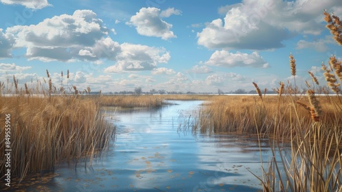 Marsh contains water reeds