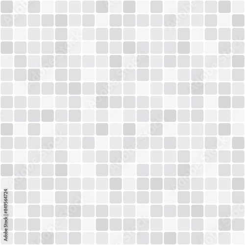 mosaic of rounded square tiles illustration, black and white in greyscale - seamless repeatable pattern texture background