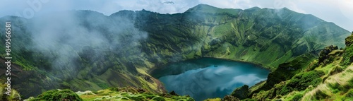 Stunning mountain scenery of Ponta Delgada Island, Azores archipelago