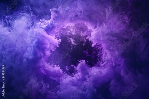 This image captures the abstract beauty of swirling purple smoke with light effects, ideal for a wallpaper or background