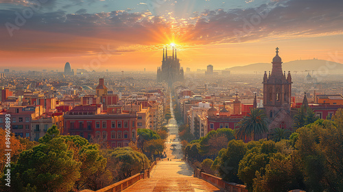 Capture the grandeur of Barcelona, Spain created with Generative AI technology