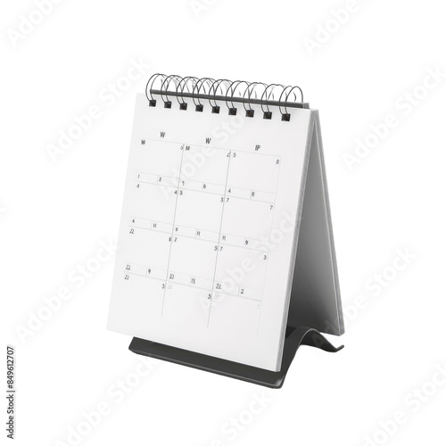 White paper desk calendar isolated white background