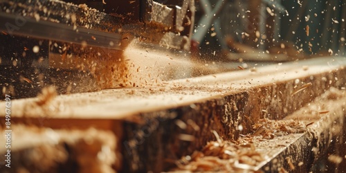 Chainsaw cutting wood