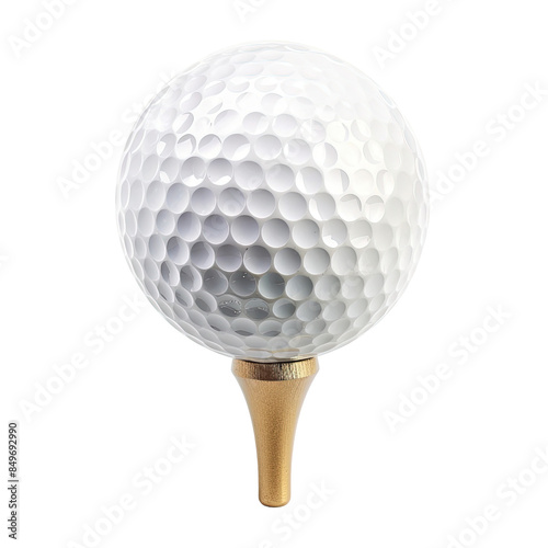 Golf Ball on Tee on transparent or white background