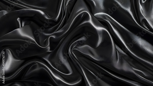 Black luxury fabric background with copy space. 