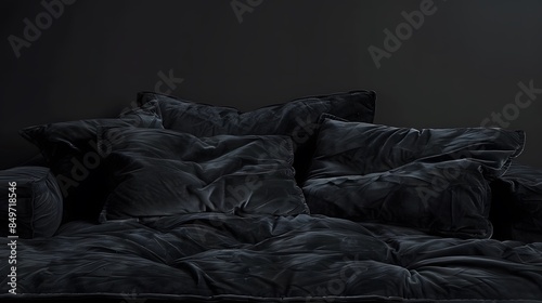 Black luxury fabric background with copy space. 