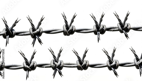 Barbed wire isolated on white background created with generative ai 
