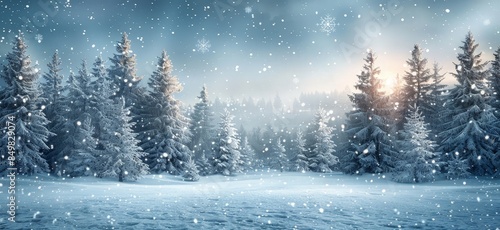 A Winter Wonderland: Snowy Trees and Frosty Skies
