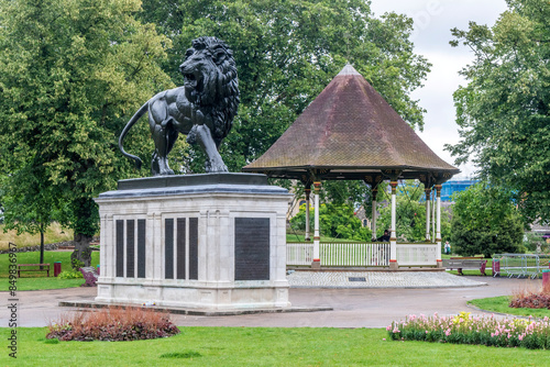 The Maiwand lion and Bandstand, Forbury Gardens