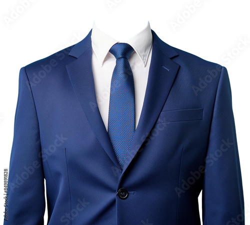 Dark blue suit and tie