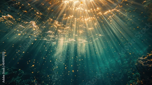 Sunlit Underwater World: A Stunning View of Light Beaming Through the Depths