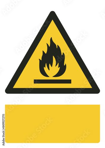 ISO warning safety signs_warning ; flammable material your custom message here portrait size a4/a3/a2/a1 