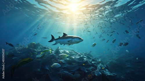 protect and preserve the oceans' natural resources concept, marine garbage, marine animals and garbage