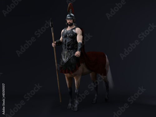 3D render : fantasy male centaur warrior character with studio background 