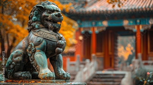 Ancient Bronze Lions Serve As Majestic Handles On A Vat In The Forbidden City
