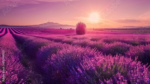 lavender field at sunset, Purple lavender field in Provence at sunset, background, Stunning summer landscape in Provence, France with blooming violet fields, Lavender, wallpaper
