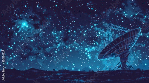 Radio Telescope Under a Starry Sky