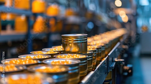 Canned Food Production Line in a Factory
