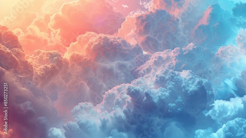 Colorful gradient clouds span varying shades from bright blue to pink and orange, resembling a nebula in the sky