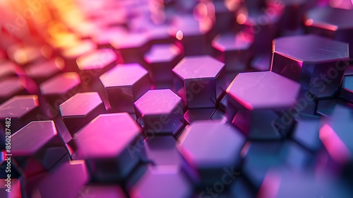 An abstract background with 3D hexagons, shades of pink and purple, popping out from the surface, hd quality, digital rendering, high contrast, geometric design, modern aesthetic, artistic abstraction