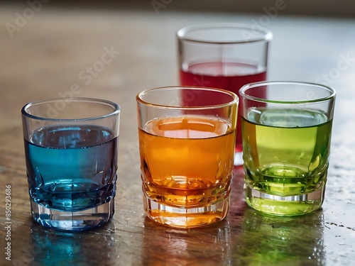 Row of Glasses Filled With Different Types of Drinks