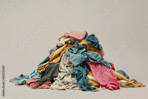 discarded pile of clothes representing fast fashion and the overconsumption of goods