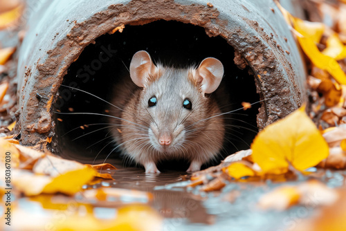 A cunning city rat scurries through the urban sewer system. Generative AI