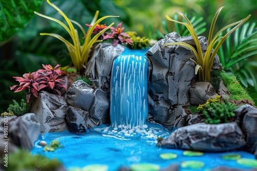 Waterfall craft created using hot glue gun - generative ai