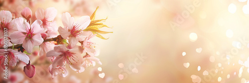 sakura flower branch isolated on beige background