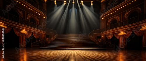 Empty Elegant Classic Theatre with Spotlight 