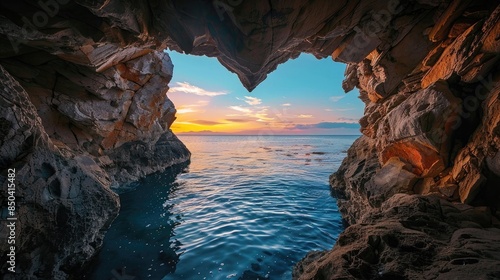 grotto by the sea with a heart shape