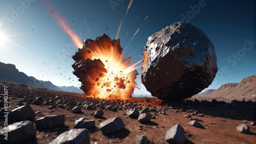 Terrifying moment as a meteorite slams into Earth, unleashing a shockwave of destruction and upheaval, Generative AI