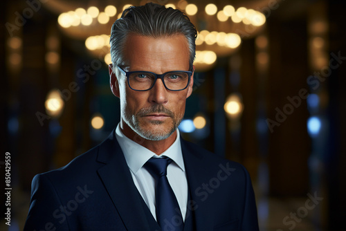 Designed with generative ai technology image of handsome elegant gentleman successful worker