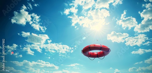 Life Preserver Thrown in the Sky - Help Concept