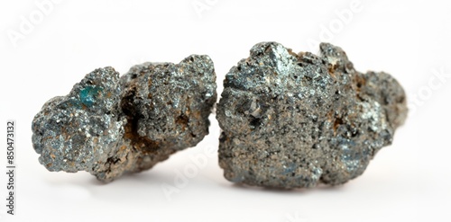 lead mineral stone on a white background, raw lead mineral