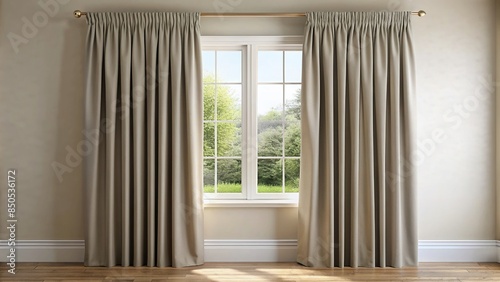 Pencil pleat curtains with small, tightly gathered pleats for a classic look, curtains, window treatment