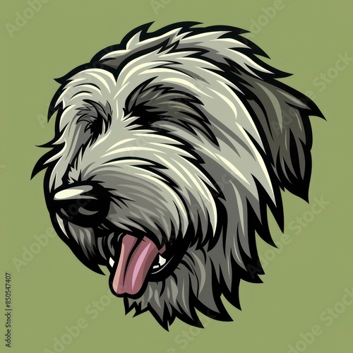 A cute Bergamasco dog portrait, featuring its distinctive silhouette and expressive eyes, perfect for pet-themed illustrations and artwork