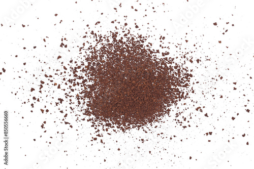  Instant coffee granules, soluble coffee isolated white clipping, top view