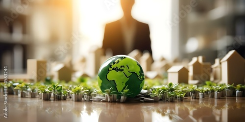 Businesses integrate environmental ethics for sustainable operations and responsible sourcing and waste reduction. Concept Environmental Ethics, Sustainable Operations, Responsible Sourcing