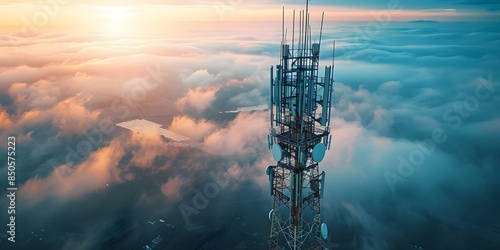 Topdown view of 5G spectrum auctions illustrating licensing and allocation processes. Concept Technology, 5G Networks, Spectrum Auctions, Telecommunications, Licensing and Allocation Processes