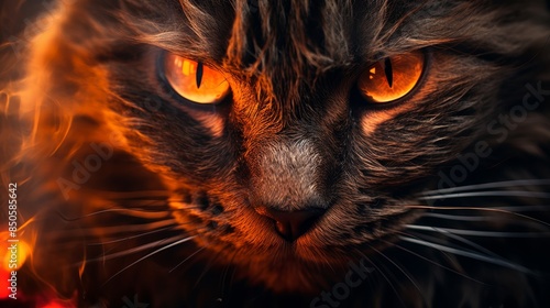  Evil possessed cat with fire in eyes