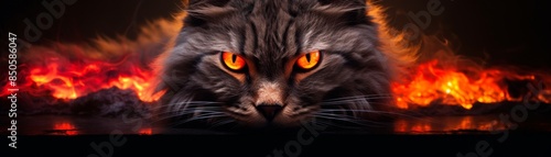  Evil possessed cat with fire in eyes
