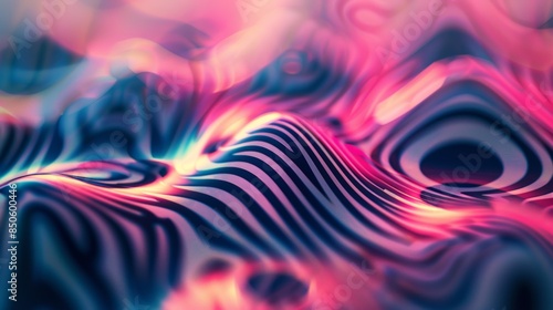 A close up of a colorful abstract image with wavy lines, AI