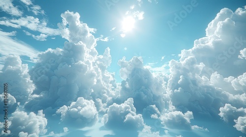 Sky A clear blue sky with a few fluffy clouds drifting by close up, focus on clouds vastness realistic, Overlay, horizon