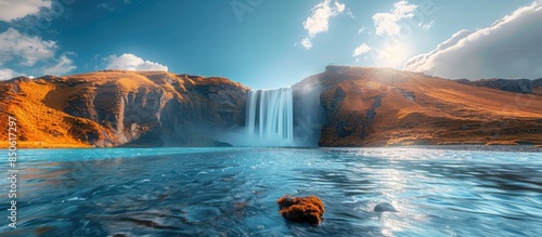 Majestic Waterfall in Icelandic Landscape