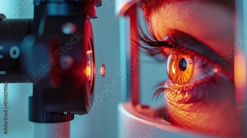 A closeup of a patients eye being scanned by a hightech retinal scanner for early detection of diseases