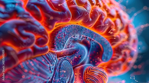 Closeup view of the human brain with the hippocampus highlighted