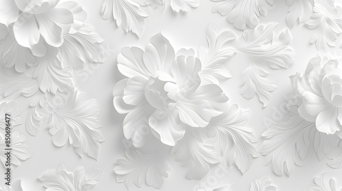 white paper cut flowers background